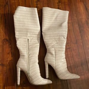 Blush Croc Heeled Boot